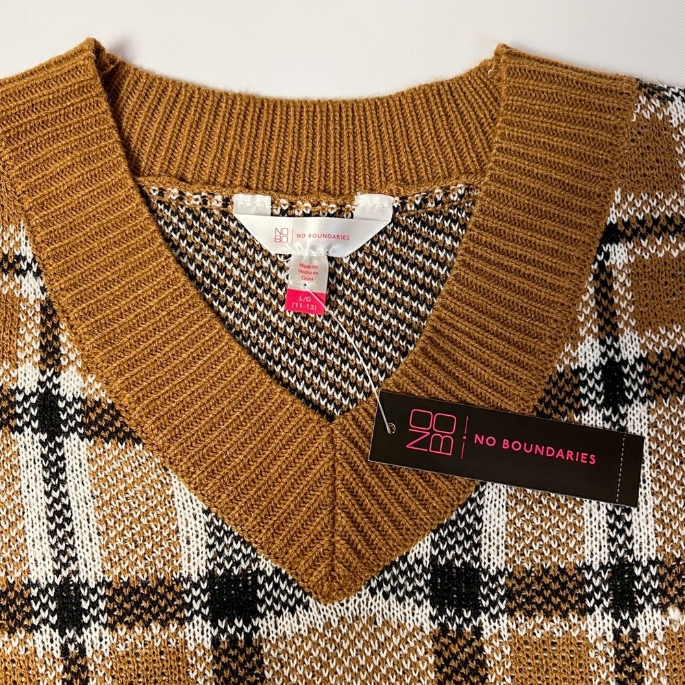 Knit Plaid Sweater No Boundaries Size L
